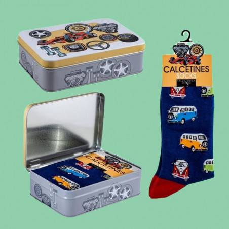 CALCETINES CAMPERVAN CON CAJA METÁLICA