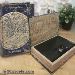 Libro mapamundi caja fuerte secreta