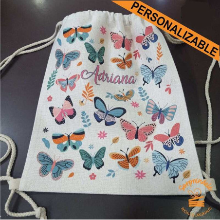 mochila saco personalizada mariposas