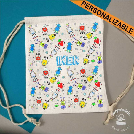 mochila saco robots personalizada