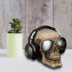 HUCHA CALAVERA CON AURICULARES Y GAFAS DE SOL