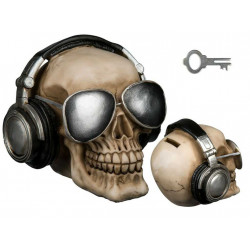 HUCHA CALAVERA CON AURICULARES Y GAFAS DE SOL