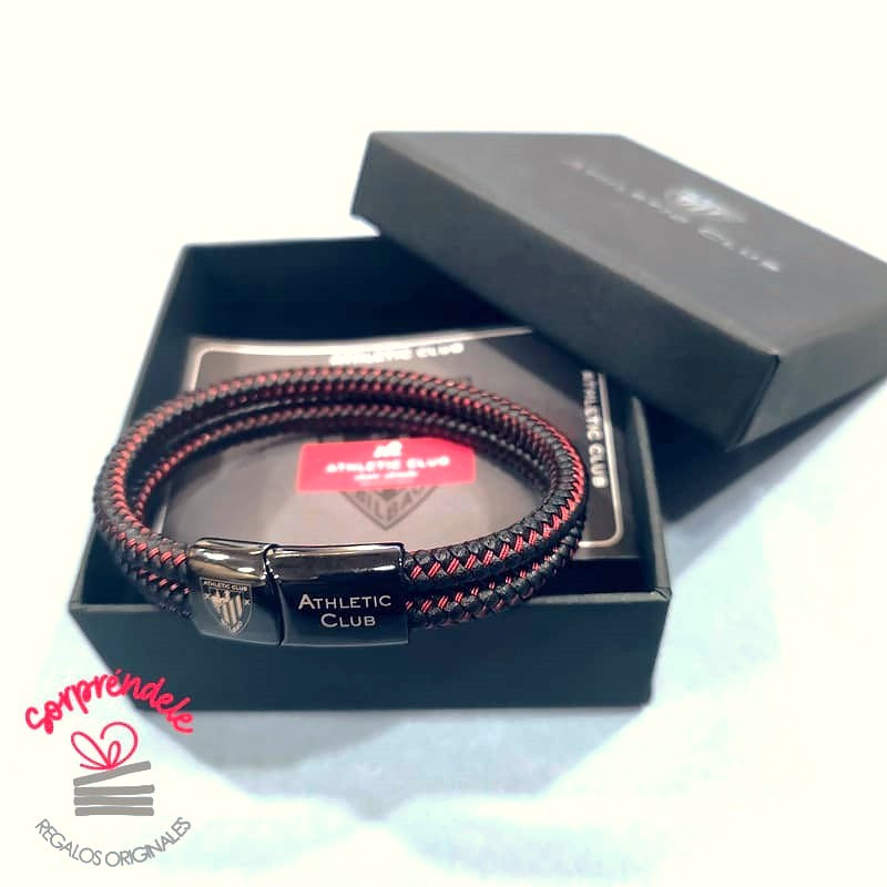 PULSERA TRENZADA NEGRA Y ROJA ATHLETIC CLUB DE BILBAO