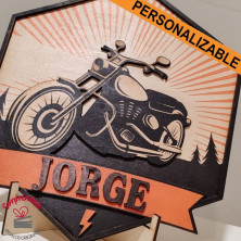 Placa moto personalizada madera