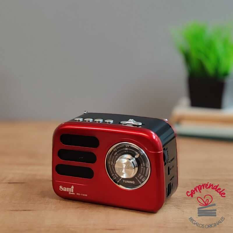 MINI RADIO ALTAVOZ VINTAGE ROJA