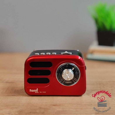 MINI RADIO ALTAVOZ VINTAGE ROJA