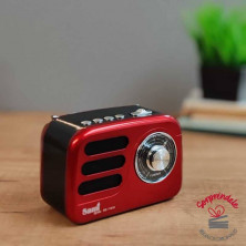MINI RADIO ALTAVOZ VINTAGE ROJA