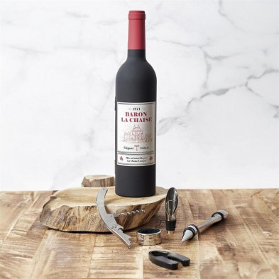 Set accesorios vino con forma de botella