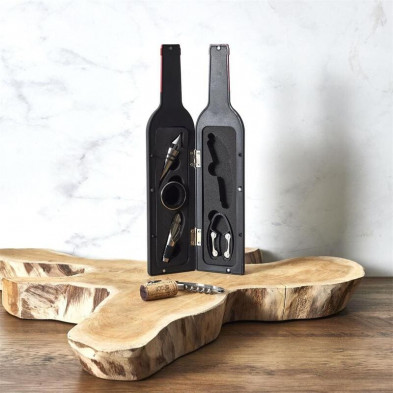 Set accesorios vino con forma de botella
