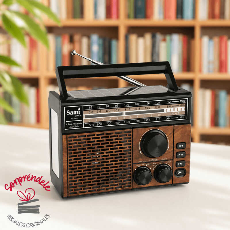 Radio altavoz linterna vintage solar