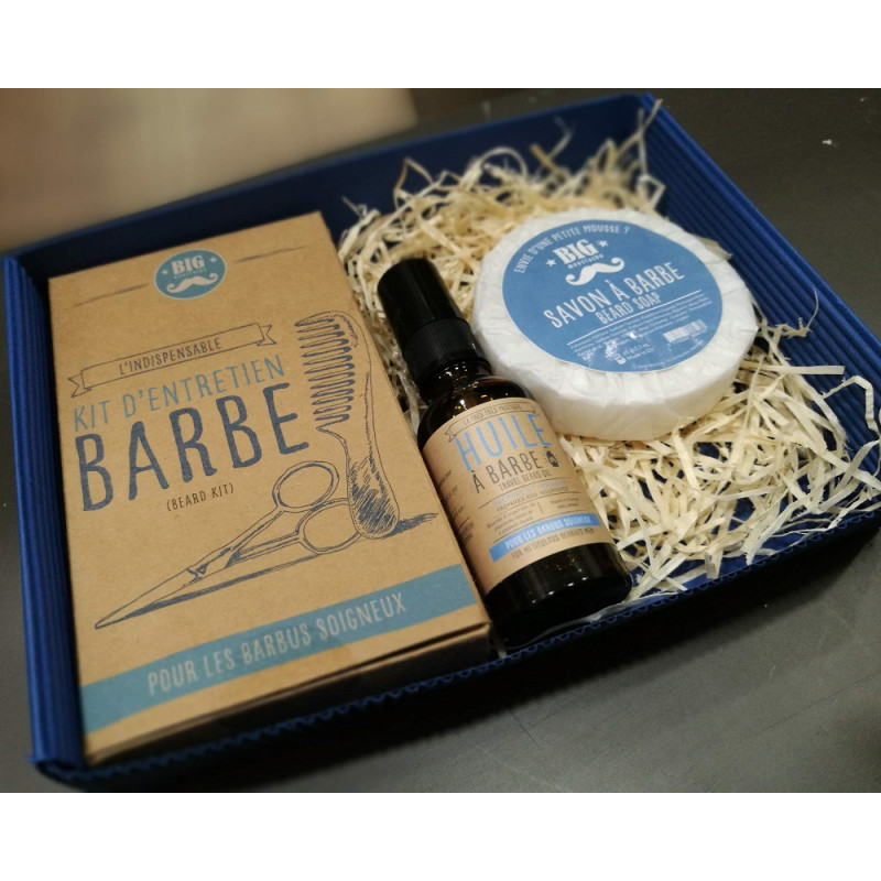 KIT DE BARBA: CEPILLO, TIJERAS, JABÓN Y ACEITE