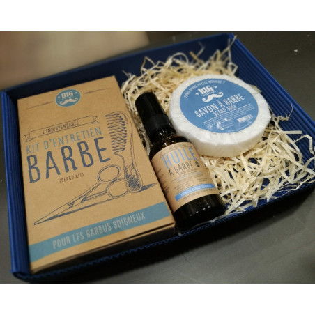 KIT DE BARBA: CEPILLO, TIJERAS, JABÓN Y ACEITE