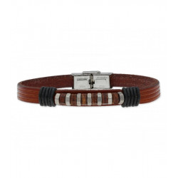 Imagén: PULSERA CUERO, ACERO Y MADERA "LISKA"