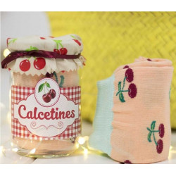 Imagén: CALCETINES DE MUJER "CEREZAS" CON TARRO DE CRISTAL