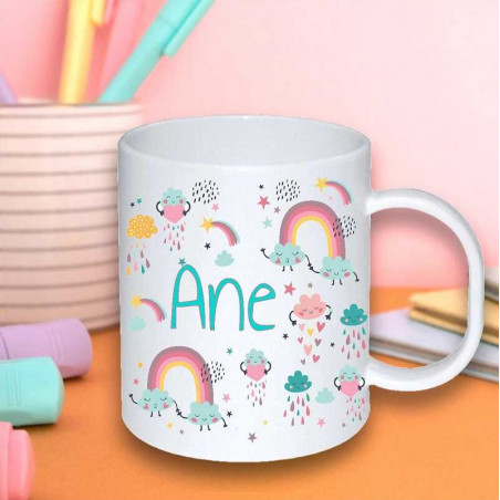 Taza irrompible personalizada "arco iris"