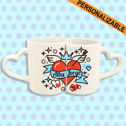 TAZA DOBLE PERSONALIZADA CORAZÓN