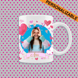 TAZA CORAZONES PERSONALIZADA CON FOTO