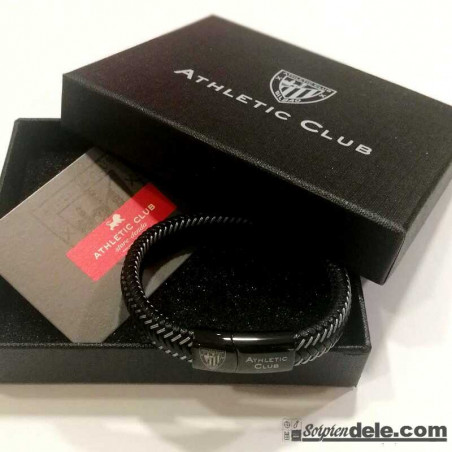 PULSERA TRENZADA NEGRA Y BLANCA ATHLETIC CLUB DE BILBAO
