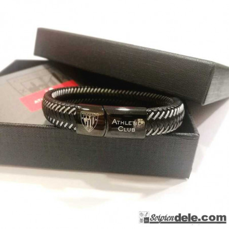 PULSERA TRENZADA NEGRA Y BLANCA ATHLETIC CLUB DE BILBAO
