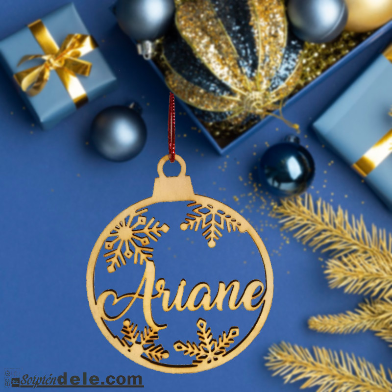 Decoración Navideña Bolas De Navidad De Madera Con Nombre Bola