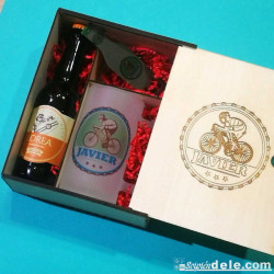 set de cerveza personalizado con caja madera