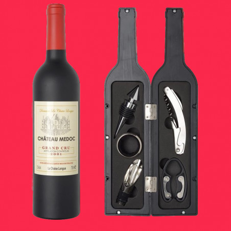 SET DE VINO CON FORMA DE BOTELLA