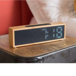 radio reloj despertador de bambu
